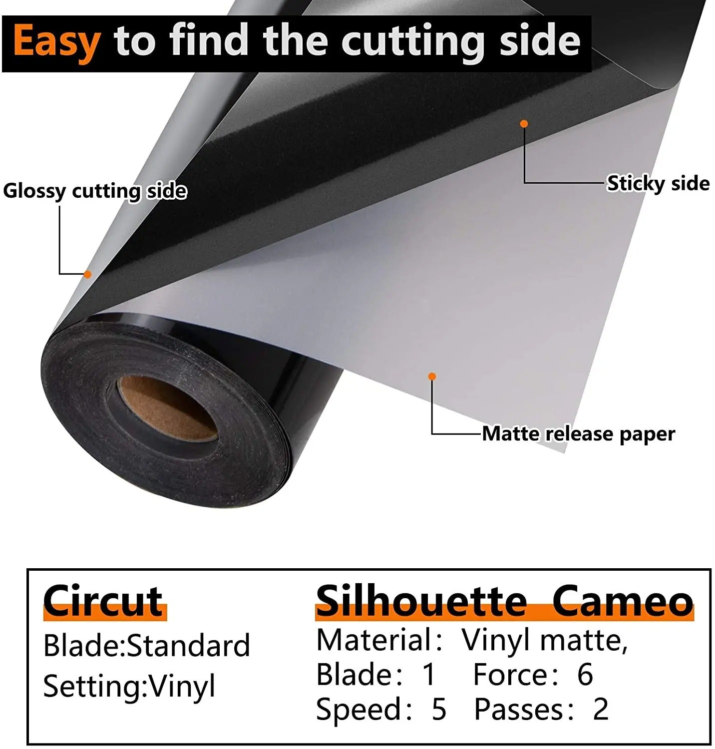 Cricut-Compatible Glossy Adhesive Vinyl Roll – 30×900cm (Permanent, 12in × 30ft) White