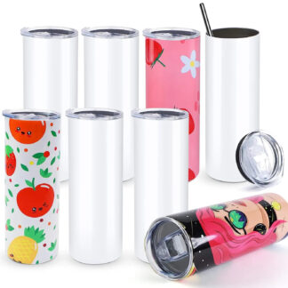 Cricut-Compatible 20 oz Sublimation Tumblers (approx. 590 ml) – 4 or 8 Pack Stainless Steel Blanks